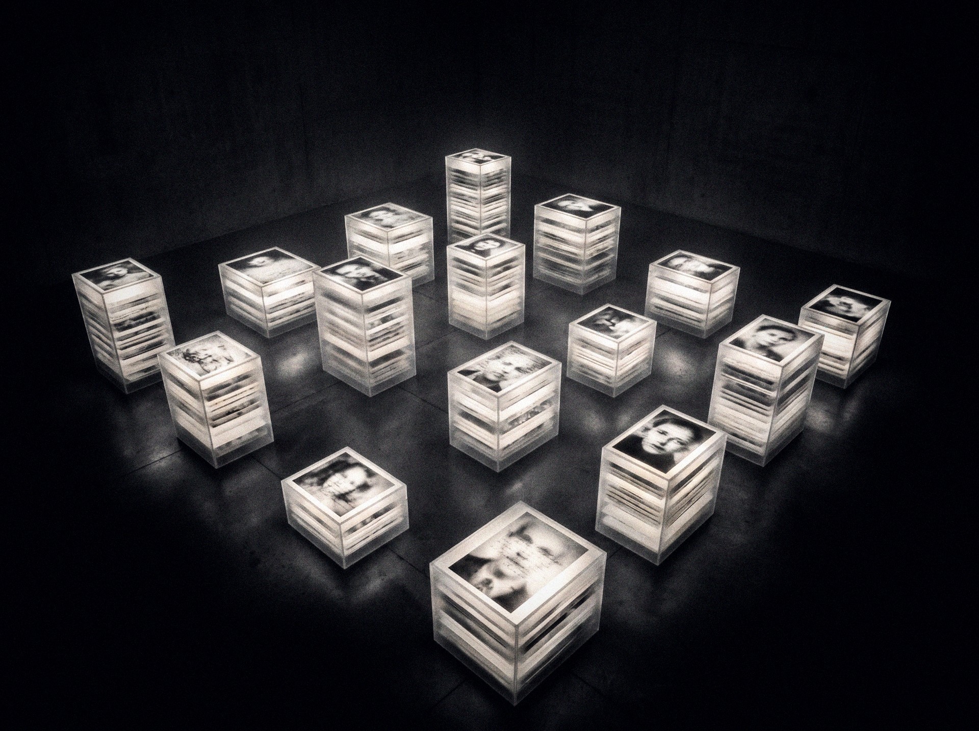 Propuesta Palimpsestos — vista cenital del campo de cajas de luz